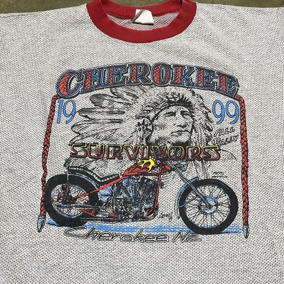 Vintage 90s Cherokee Survivors Grey/Red Motorcycle T-Shirt - Picture 2 of 4